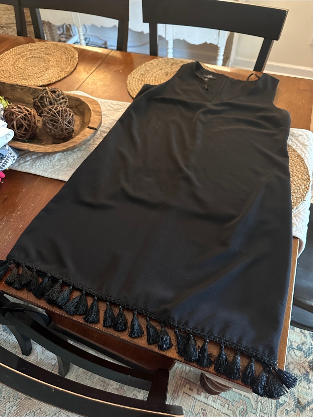 AGB Black Sleeveless Tassel-Hem Mini Dress